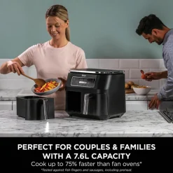 Ninja AF200UK Foodi 4 in 1 Dual Zone 7.6L Air Fryer Black