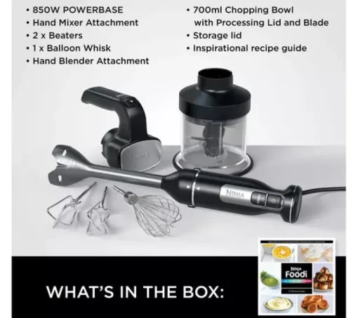 Ninja CI100UK Foodi 3-in-1 Hand Blender Mixer and Chopper Black