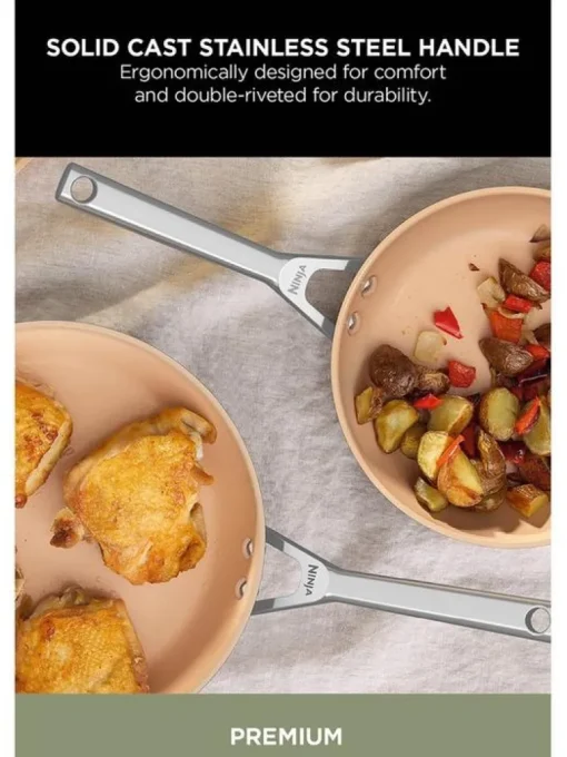 Ninja CW95000UK Ceramic Coated Cookware 5-Piece Set - Apricot & Grey