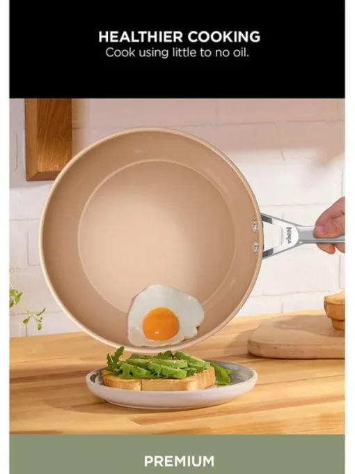 Ninja CW95000UK Ceramic Coated Cookware 5-Piece Set - Apricot & Grey