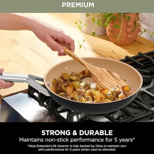 Ninja CW90024UK Extended Life Ceramic 24cm Frying Pan Apricot