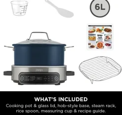 Ninja Foodi 8-Mode 6L PossibleCooker Rice and Slow Cooker MC1101UK Midnight Blue