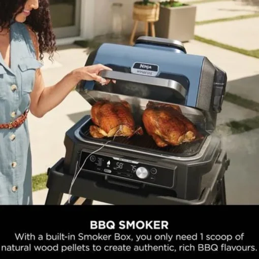 Ninja OG901UK Woodfire Pro Connect XL Electric BBQ Grill & Smoker Blue
