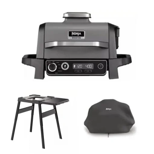 Ninja Woodfire Electric BBQ Grill and Smoker with Stand and Cover OG701UKGRILLKIT - CLEARANCE