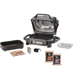 Ninja Woodfire Electric BBQ Grill and Smoker with Stand and Cover OG701UKGRILLKIT - CLEARANCE