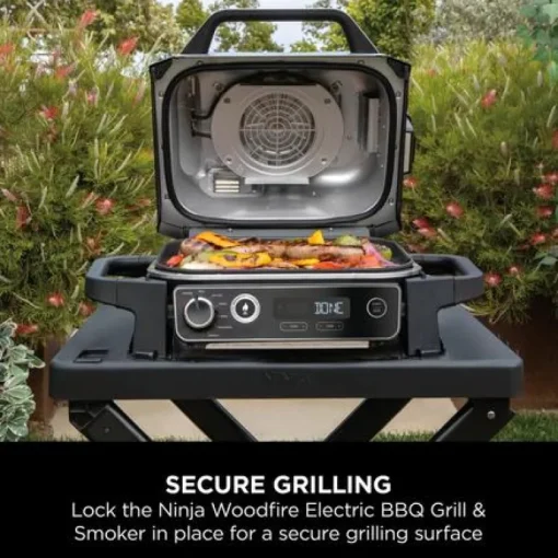 Ninja Woodfire Electric BBQ Grill and Smoker with Stand and Cover OG701UKGRILLKIT - CLEARANCE