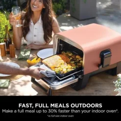 Ninja Woodfire Outdoor Oven Artisan Pizza Maker and BBQ Smoker with BBQ Stand OO101UKKIT Open Box Clearance