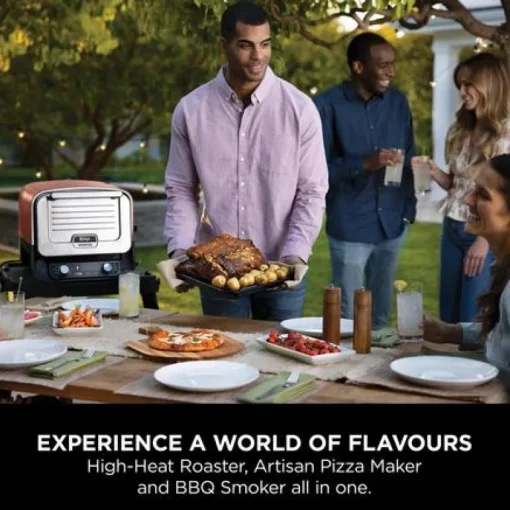 Ninja Woodfire Outdoor Oven Artisan Pizza Maker and BBQ Smoker with BBQ Stand OO101UKKIT Open Box Clearance
