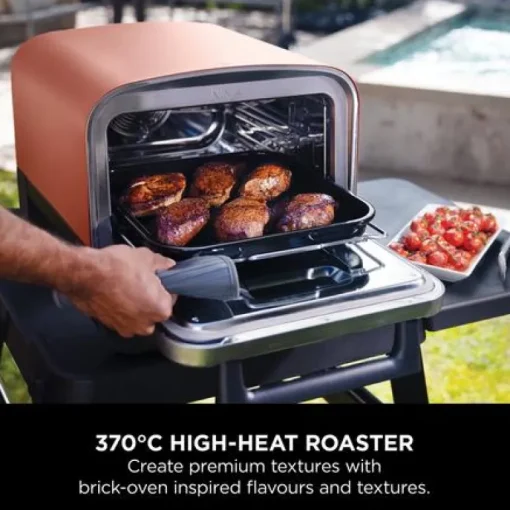 Ninja Woodfire Outdoor Oven Artisan Pizza Maker and BBQ Smoker with BBQ Stand OO101UKKIT Open Box Clearance