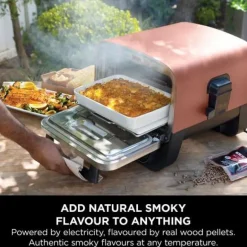 Ninja Woodfire Outdoor Oven Artisan Pizza Maker and BBQ Smoker with BBQ Stand OO101UKKIT Open Box Clearance