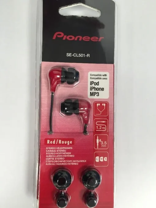 Pioneer SECL501R Fully Enclosed Dynamic In Ear Headphones in Red