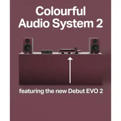 Pro-Ject Colourful Audio System 2 All In One True Analog HiFi Stereo System Satin Wine Red PJAACAS2RED