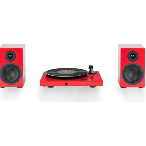 Pro-Ject Juke Box E1 Turntable Set with Speaker Box 5 Speakers Red
