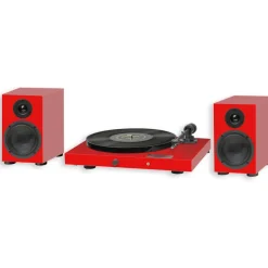 Pro-Ject Juke Box E1 Turntable Set with Speaker Box 5 Speakers Red