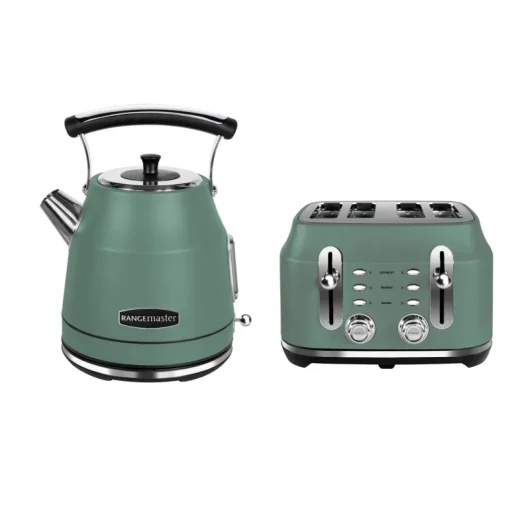 Rangemaster RMCLDK201MG Kettle With RMCL4S201MG 4 Slice Toaster Bundle Mineral Green