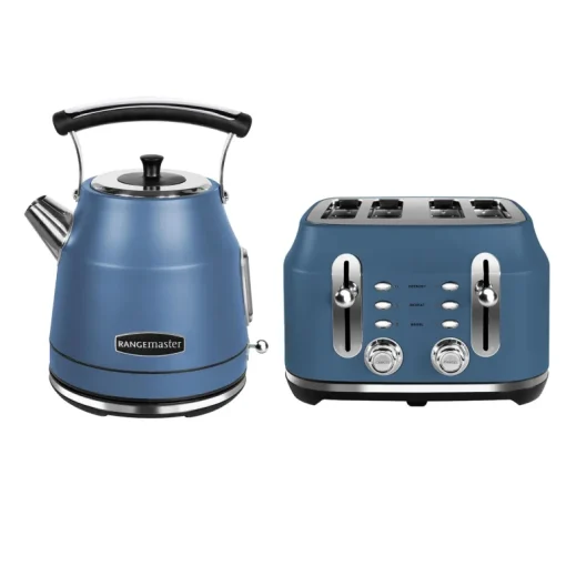 Rangemaster RMCLDK201SB Kettle With RMCL4S201SB 4 Slice Toaster Bundle Stone Blue