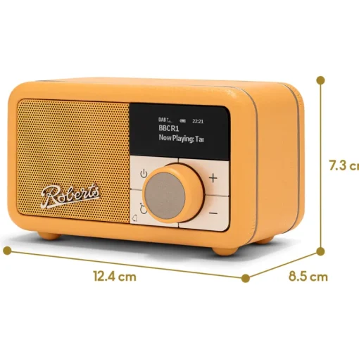 Roberts Revival Petite 2 DAB DAB+ Bluetooth Rechargeable Digital Radio Sunburst Yellow
