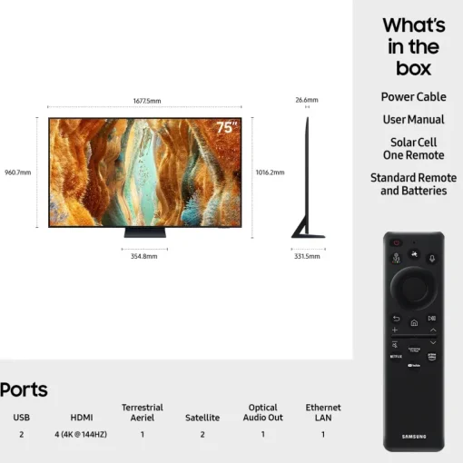 Samsung QE75QN73FATXXU 75 Inch QN73F 4K Neo QLED Ultra HD HDR Smart TV 2025