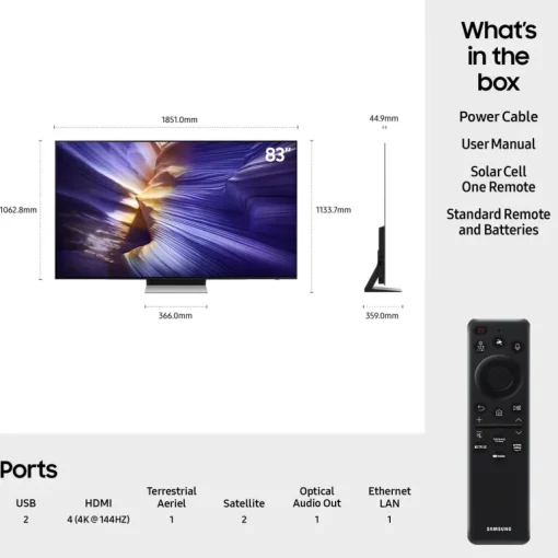 Samsung QE83S90FAEXXU 83 Inch S90F 4K OLED Ultra HD HDR Smart AI TV 2025
