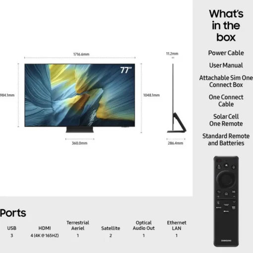 Samsung QE77S95FATXXU 77 Inch S95F OLED 4K Ultra HD HDR Smart AI TV 2025