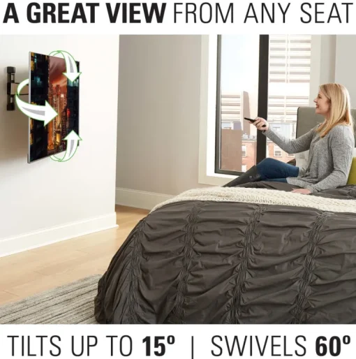 Sanus VMF720-S2 Premium Full Motion TV Wall Mount for 32-55 Inches TVs - Stainless Steel
