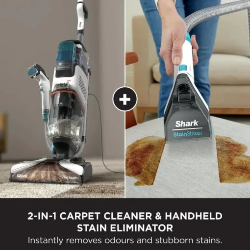 Shark EX200UK CarpetXpert Deep Carpet Cleaner with Built-In StainStriker - White