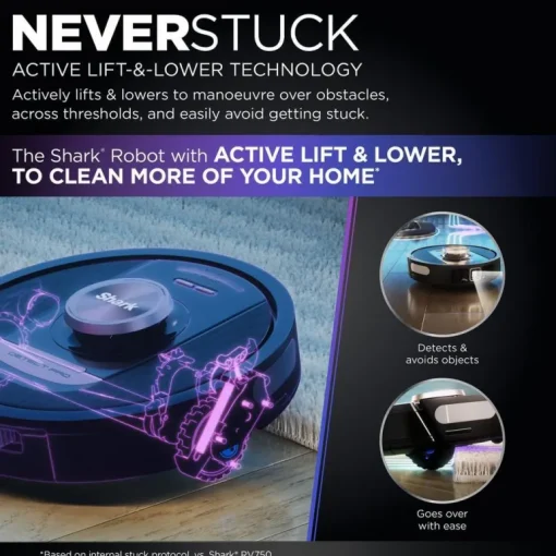Shark RV2820VEUK PowerDetect Self-Empty Robot Vacuum with Up to 100 Min Minutes Run Time Black