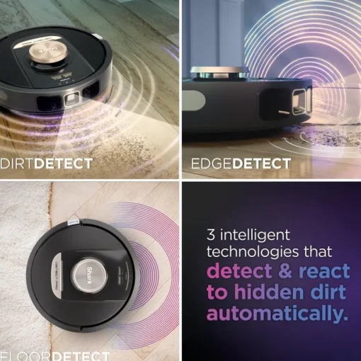 Shark RV2820VEUK PowerDetect Self-Empty Robot Vacuum with Up to 100 Min Minutes Run Time Black