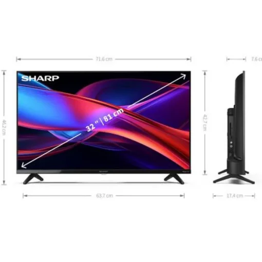 Sharp 1T-C32GD2225K 32 Inch LED HD Ready Frameless Smart Roku TV 2024