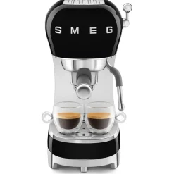 Smeg ECF02BLUK 50s Retro Style Espresso Coffee Machine with Steam Wand Black