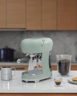 Smeg ECF02PGUK Espresso Coffee Machine with Steam Wand Pastel Green
