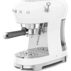 Smeg ECF02WHUK 50s Retro Style Espresso Coffee Machine with Steam Wand White