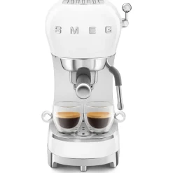 Smeg ECF02WHUK 50s Retro Style Espresso Coffee Machine with Steam Wand White