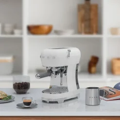 Smeg ECF02WHUK 50s Retro Style Espresso Coffee Machine with Steam Wand White