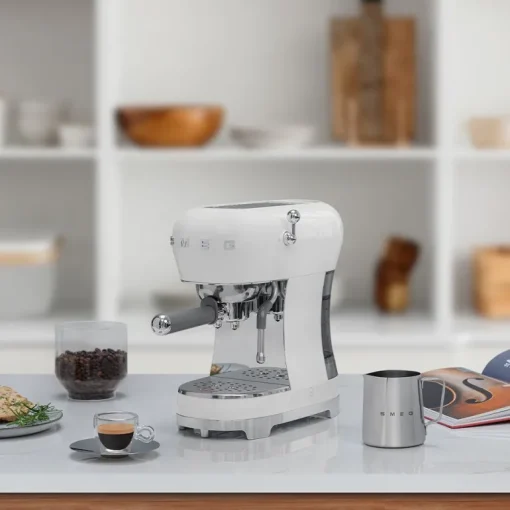Smeg ECF02WHUK 50s Retro Style Espresso Coffee Machine with Steam Wand White