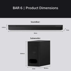 Sony HT-B600 3.1.2ch BRAVIA Theatre Bar 6 Dolby Atmos Bluetooth Soundbar with Wireless Subwoofer Black