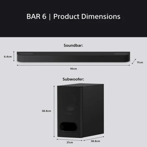 Sony HT-B600 3.1.2ch BRAVIA Theatre Bar 6 Dolby Atmos Bluetooth Soundbar with Wireless Subwoofer Black