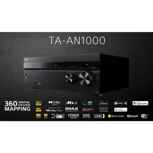 Sony TA-AN1000 7.2 Ch 8K Dolby Atmos AV Amplifier with Wharfedale DX3 HCP 5.1 Black Speaker Package