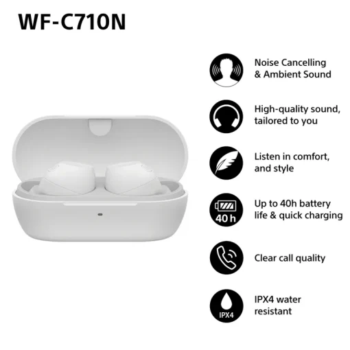 Sony WFC-710N Wireless Noise Cancelling Bluetooth Earbuds White
