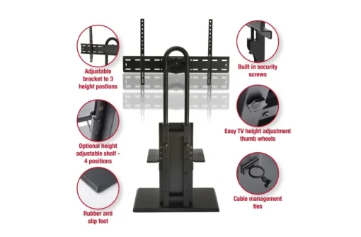TTAP FS2 Floor Pedestal TV Stand for 32 to 65 Inches TVs Black