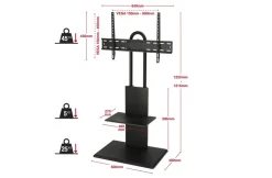 TTAP FS2 Floor Pedestal TV Stand for 32 to 65 Inches TVs Black