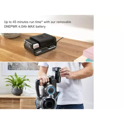 Vax CLSV-B4CA ONEPWR Blade 4 Classic Plus Cordless Vacuum Cleaner with up to 45 Minutes Run Time Graphite and Blue