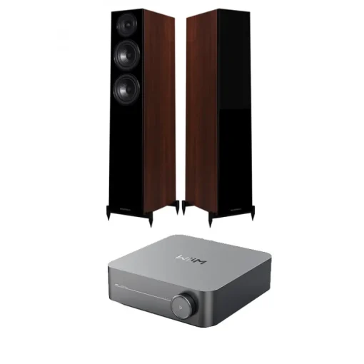Wiim Amp Space Grey with Wharfedale Diamond 12.3 Floorstanding Speakers Pair Package Walnut