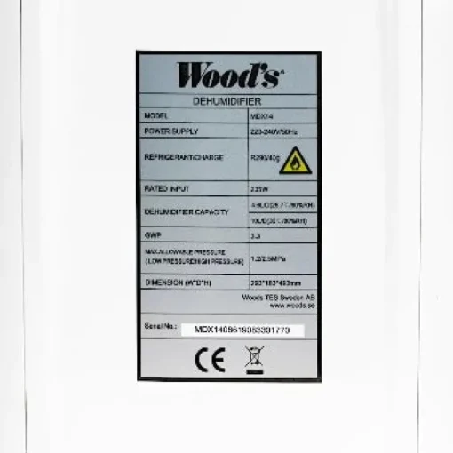 Woods MDX14 Air Dehumidifier Refrigerant